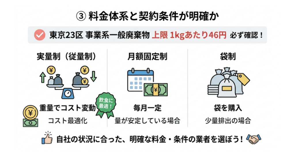 ③ 料金体系と契約条件が明確か