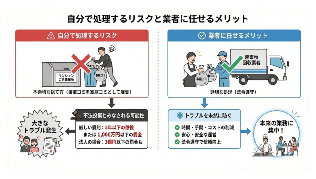 自分で処理するリスクと業者に任せるメリット