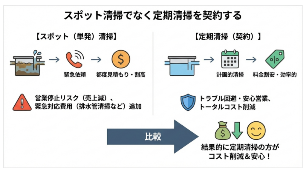 スポット清掃でなく定期清掃を契約する