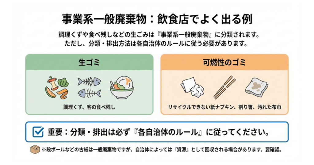 事業系一般廃棄物：飲食店でよく出る例
