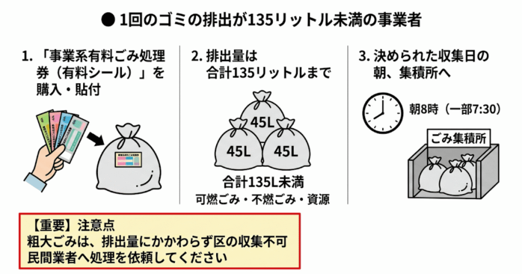 ● 1回のゴミの排出が135リットル未満の事業者